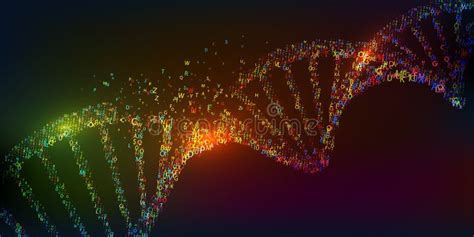 Glowing Neon DNA Chain Biotechnology Biochemistry Genetics And