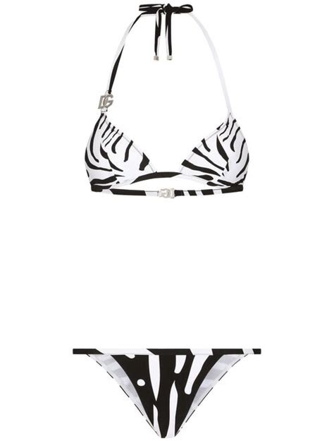 Buy Dolce Gabbana Zebra Print Dg Logo Bikini Online Topofstyle