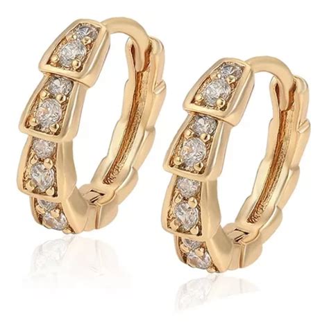 Aretes Oro K Lam Arracada Zirconia Regalo Huggies Mujer Meses Sin