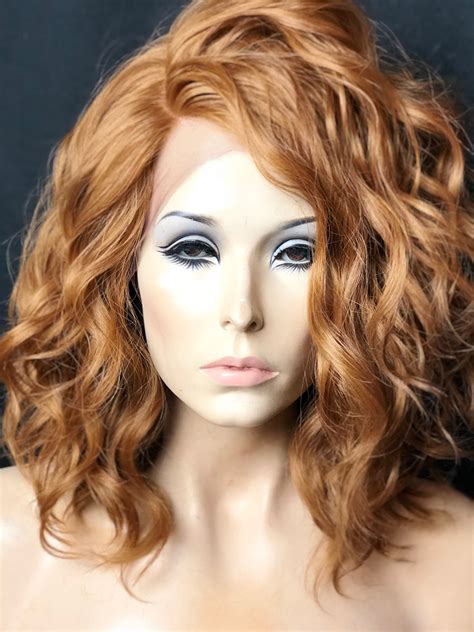 Auburn Wavy Bob Human Hair Blend Lace Front Wig Etsy