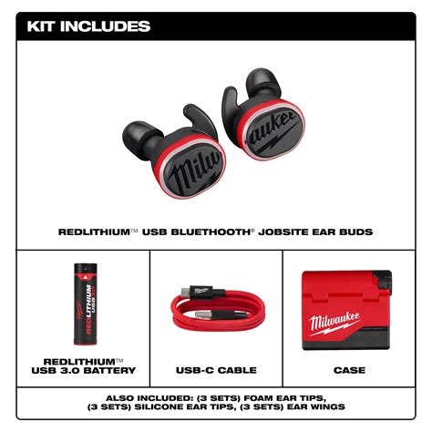 Milwaukee Redlithium™ Usb Bluetooth Jobsite Ear Buds Noise Reduction