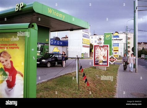 Bp Petrol Station And Advertising Board Poznan Poland Stock Photo