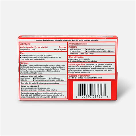 Sudafed Pe Sinus Congestion Maximum Strength Non Drowsy Decongestant Tablets 36 Ct