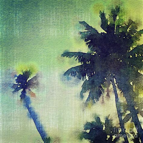 Watercolor Coconut Tree Tropical Vintage Palm Digital Art By Beverly