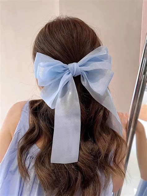 S E Blau Gl Nzende Satin Bowknot Haars Pange Gro E Band Schleife Haars