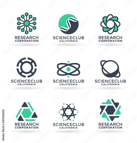 Science symbols and logo templates. Atom and molecule icons Stock ...