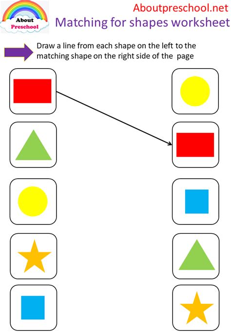 Matching for shapes worksheet - About Preschool