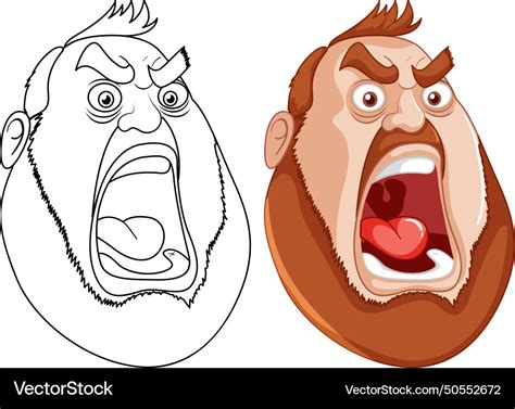 Two stages of a cartoon face expressing rage Vector Image