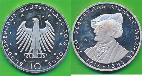 Deutschland 10 Euro 2013 D Münze 200 Geburtstag Richard Wagner EF MA