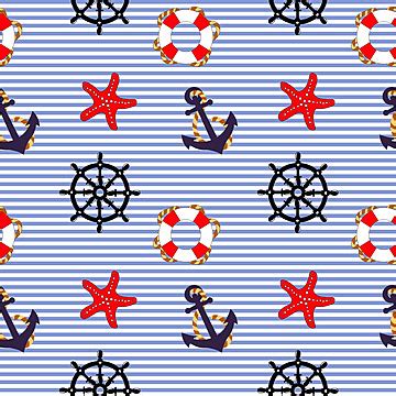 Nautical Pattern With Anchors Seagulls And Ships Vector Anchor Boat