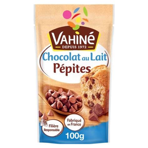 Pépites chocolat au lait VAHINE le sachet de 100 g à Prix Carrefour