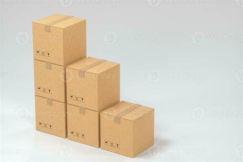 The Cartons Are Stacked Against A White Background D Rendering