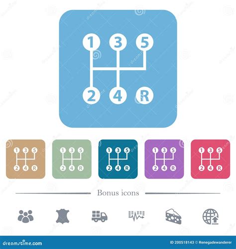 Cinco Velocidades Desplazamiento Manual Del Engranaje Iconos Planos En