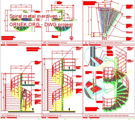 Proje Sitesi Spiral Metal Merdiven Autocad Projesi