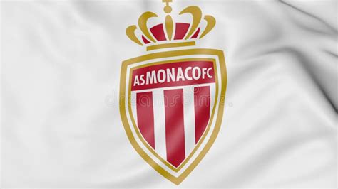 Close Up Of Waving Flag With As Monaco Fc Football Club Logo Editorial