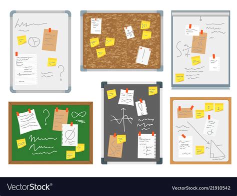 Cartoon color office wall board pin set Royalty Free Vector