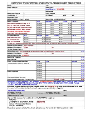 Fillable Online Uctc Its Uci Its Travel Reimbursemen Request Form