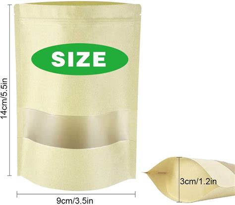 Buy 100 Pcs Kraft Paper Pouches Kraft Stand Up Food Bags With