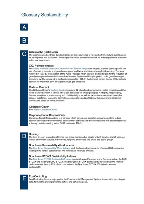 Credit Suisse Sustainability Glossary Pdf