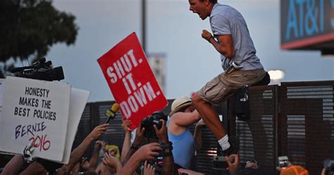 Bernie Or Bust Supporters Detained After Scaling 8 Foot Walls