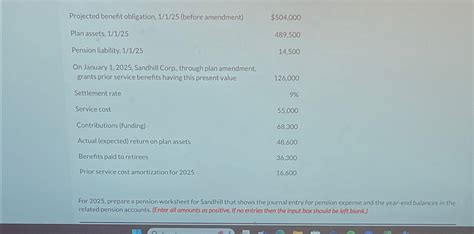 Solved Table Projected Benefit Obligation 1 1 25 Before Chegg