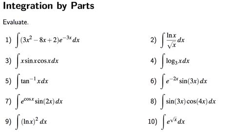 Solved Integration By Parts Evaluate 1 ∫3x2−8x2e−3xdx