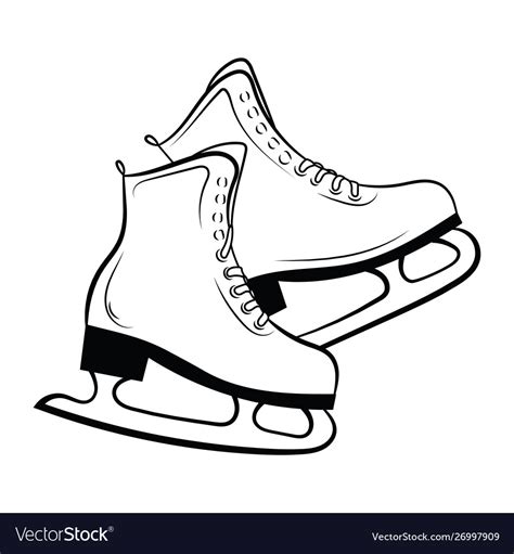 Shoes For Figure Skating Black White Royalty Free Vector