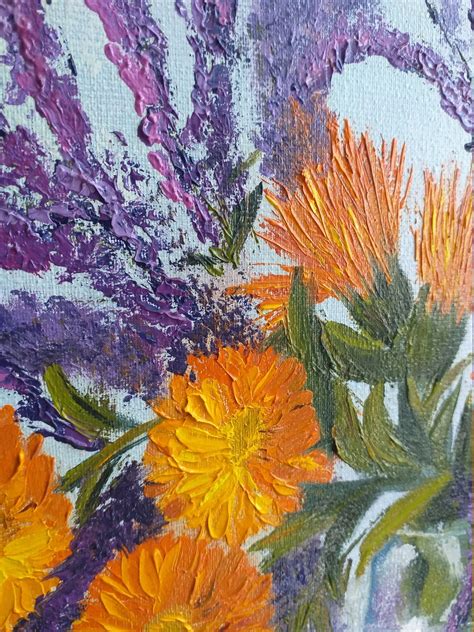 Lavender Painting Flower Original Art Bouquet Oil Painting - Etsy