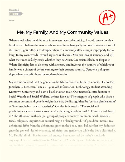 Me, My Family, And My Community Values: [Essay Example], 1313 words