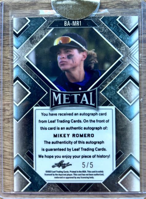 Mikey Romero Leaf Metal Rookie Auto Ba Mr Mcp