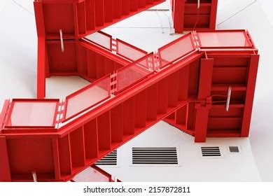 Red Fire Exit Stair Outdoor Fire Stock Photo 2157872811 | Shutterstock