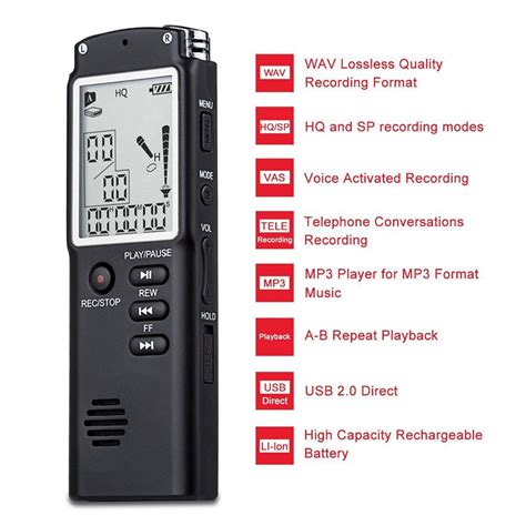 Taffware Perekam Suara Digital Voice Recorder 8gb T60 Black