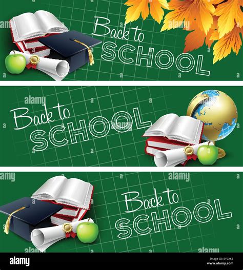 Set Of Back To School Banners Vector Illustration Stock Vector Image