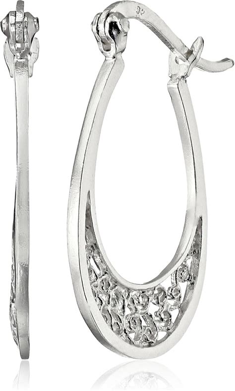 Amazon Sterling Silver Filigree Oval Hoop Earrings Jewelry