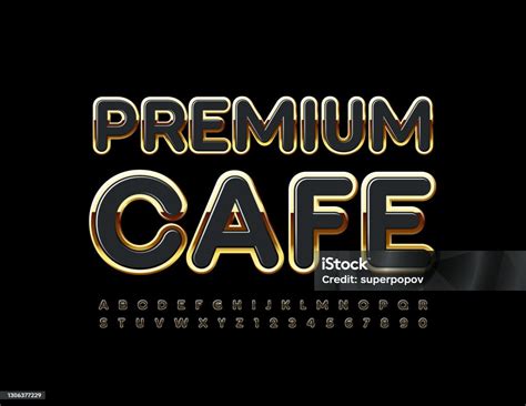 Vector Elite Logo Premium Cafe Huruf Alfabet Hitam Dan Emas Dan Angka