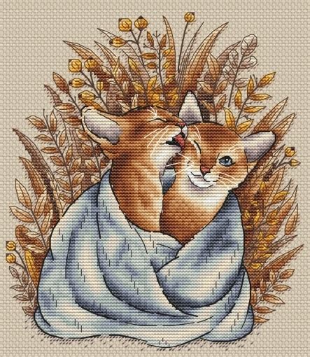 Warmer Together Cats Cross Stitch Pattern Code Nk Nadezhda