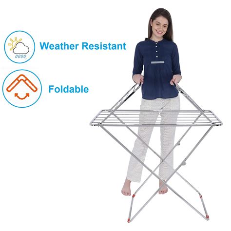 Stainless Steel Fold Able Cloth Stand Double Rack Cloth Stands For