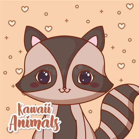 Kawaii Raccoon Icon Cute Animal Vector Graphic Stock Vector