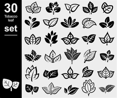 Premium Vector Tobacco Leaf Icons Set Collection Icon Tobacco Vector