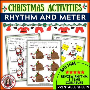 Christmas Music Activities Rhythm And Time Signature Worksheets