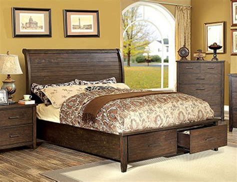 Ribeira Espresso Low Profile Platform Bed With Drawers