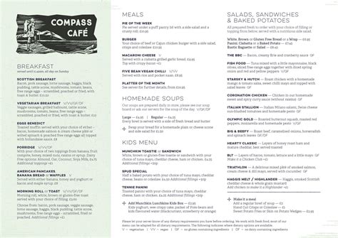 Menu Compass Cafe Perth Perth