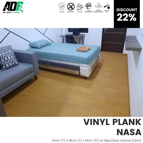 Jual NASA Lantai Vinyl Plank Tebal 3mm Murah Motif Kayu Vinyl Korea