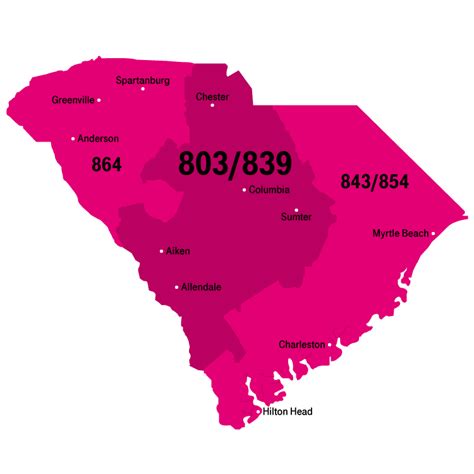 South Carolina Area Code Map