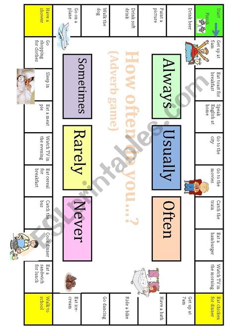 Adverbs Of Frequency Board Game Esl Worksheet By Agob 1991