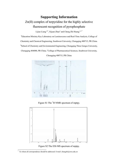 Zn II Complex Of Terpyridine For The Highly Selective Fluorescent