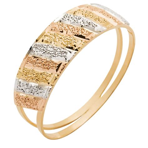 Anel De Ouro 18k Tricolor Feminino