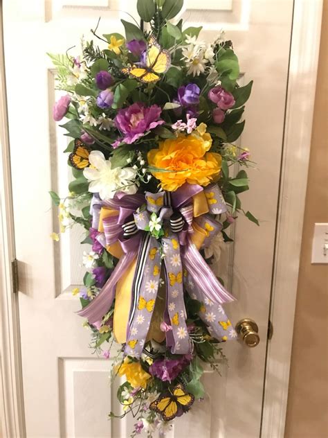 Double Door Summer Swag Butterfly Swags Spring Wreath Etsy