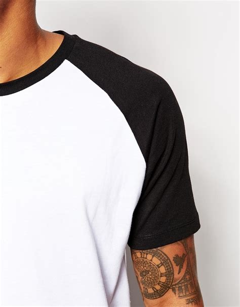 Asos Brand Super Longline T Shirt With Contrast Raglan Sleeves And