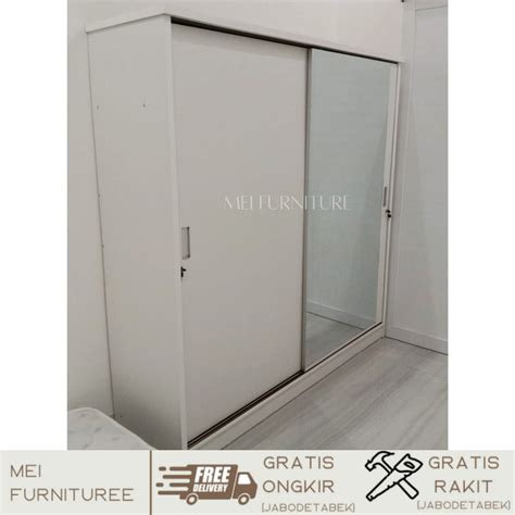 Lemari Sliding Door 2 Pintu Full Cermin Minimalis Murah Lemari